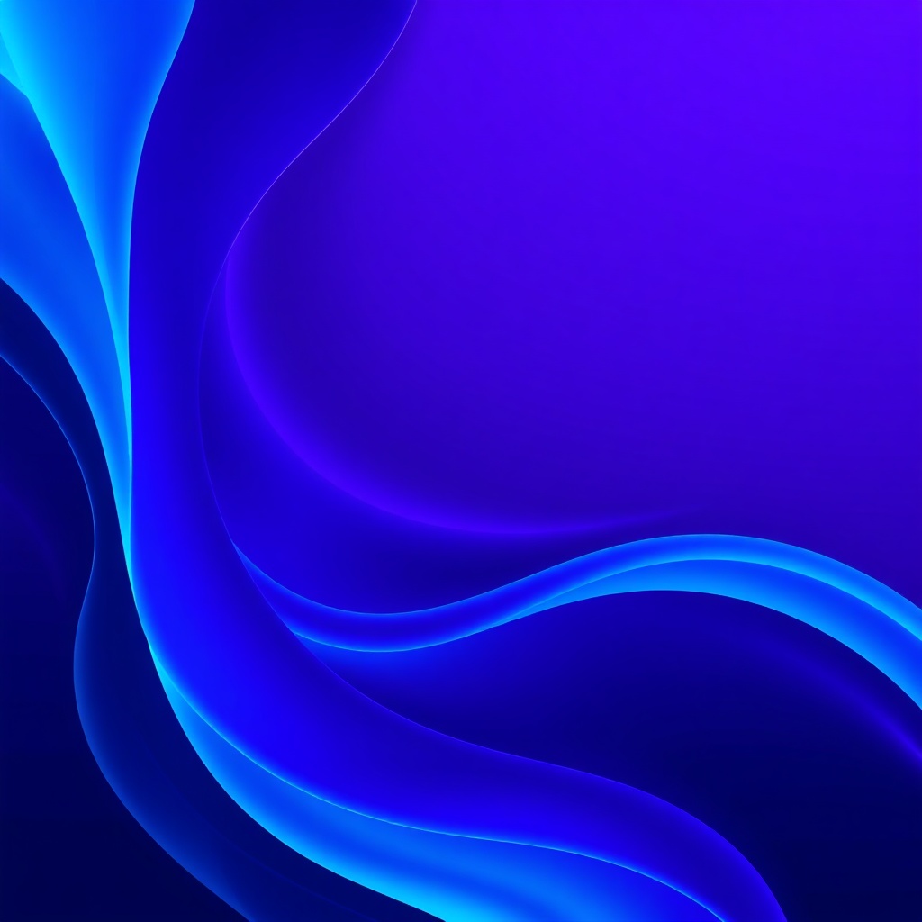 Abstract digital art featuring flowing geometric patterns in electric blue and purple gradients, modern minimalist composition, clean lines, contemporary gallery piece style